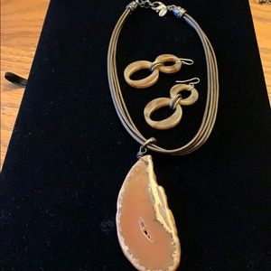 Chico’s stone necklace with crazy 8 earrings